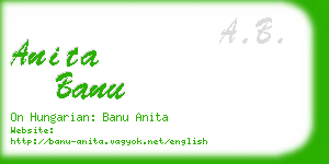 anita banu business card